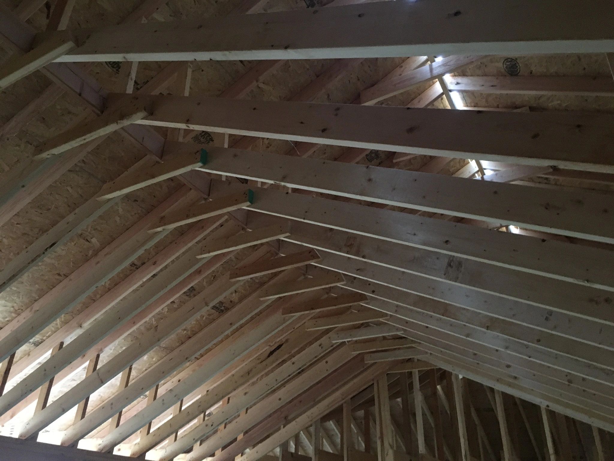 Construction framing with roof beams